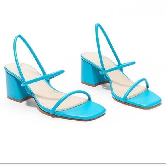 Marc Fisher Blue Open Toe Block Heel Strappy Sandal Size 8.5 - Picture 1 of 9